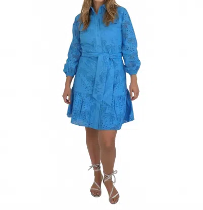 Nibi Mtk Georgia Palm Eyelet Dress In Blue
