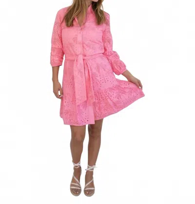 Nibi Mtk Georgia Palm Eyelet Dress In Pink