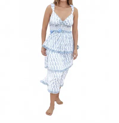 Nibi Mtk Ginger Tier Dress In Blue Floral
