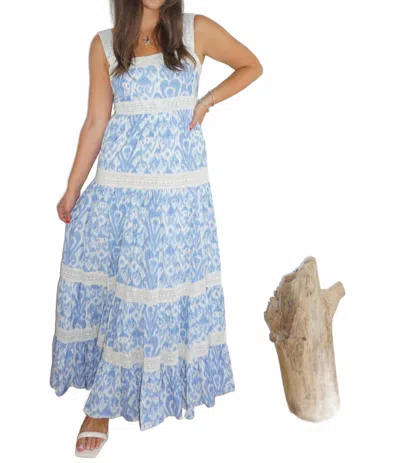 Nibi Mtk Halo Maxi Dress In Faded Blue Ikat