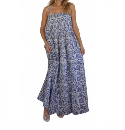 Nibi Mtk Iris Maxi Dress In Indigo Floral/lurex In Blue