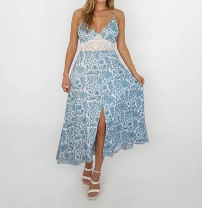 Nibi Mtk Isabella Dress In Teal Bird In Blue