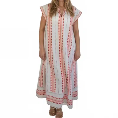 Nibi Mtk Josie Maxi Dress In Red/cream In Pink