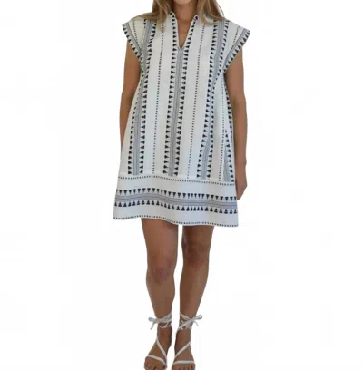 Nibi Mtk Josie Mini Dress In Black/cream In Blue