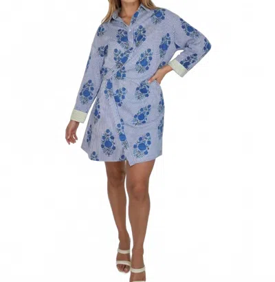 Nibi Mtk Manna Wrap Dress In Navy Block Stripe In Blue