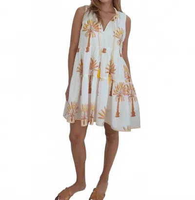 Nibi Mtk Molly Mini Dress In Yellow/pink Palms In White