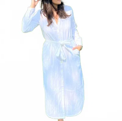 Nibi Mtk Nico Midi Shirt Dress In White Dobby In Blue