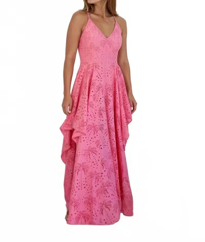 Nibi Mtk Palm Eyelet Cross Back Dress In Pink