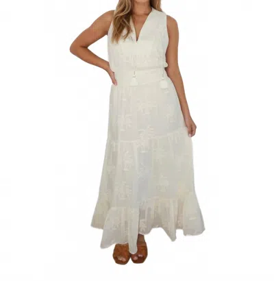 Nibi Mtk Paloma Dress In Cream Palm Embroidery In White