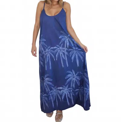 Nibi Mtk Pasha Maxi Dress In Navy Palm Shibori In Blue