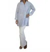 Nibi Mtk Prim Collared Top In Blue Stripe In Blue