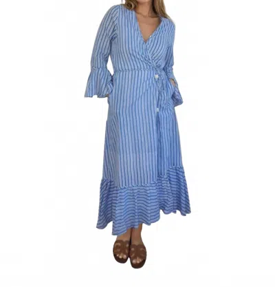 Nibi Mtk Rhode Wrap Dress In Blue Sea Stripe