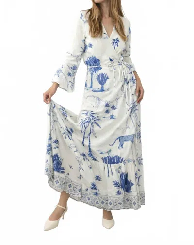 Nibi Mtk Rhode Wrap Dress In Sahara Print In White