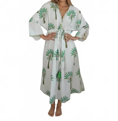 Nibi Mtk Rio Kaftan Dress In Green Palms