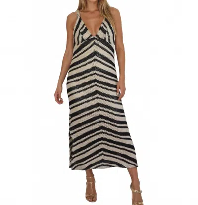 Nibi Mtk Samara Crochet Maxi Dress In Black/cream In Multi