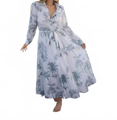Nibi Mtk Sierra Dress In Faded Teal Palms In Multi