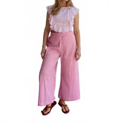 Nibi Mtk Wide Crop Beach Pant In Pink Stripe