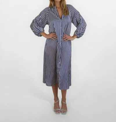 Nibi Mtk Willa Shirt Dress In Navy/cream Stripe In Blue