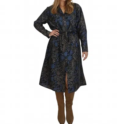 Nibi Mtk Zoey Midi Dress In Blue Flower In Black