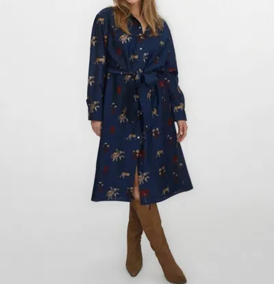 Nibi Mtk Zoey Midi Dress In Navy Tiger In Blue