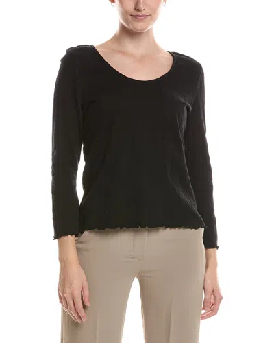 Nic And Zoe Nic & Zoe 3/4 Sleeve Lace Knit Scoop T-shirt In Black