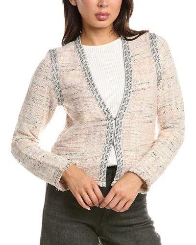 Nic And Zoe Nic & Zoe Contrast Trim Knit Jacket In Neutral