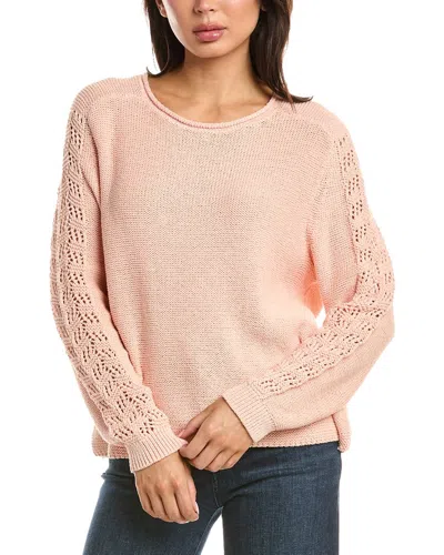 Nic And Zoe Nic & Zoe Crochet Crimpy Cord Sweater In Pink
