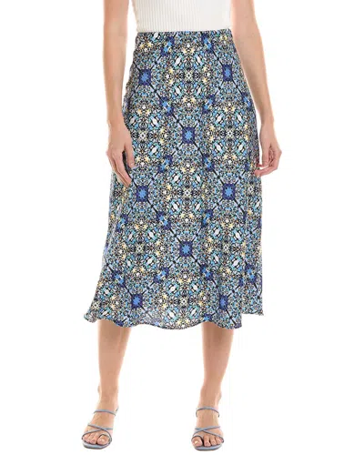 Nic And Zoe Nic & Zoe Filagree Tile Slip Skirt In Blue