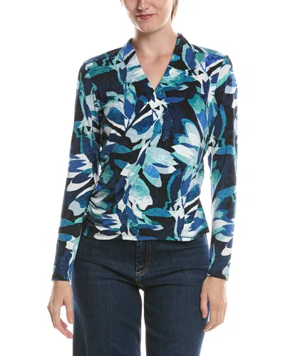 Nic And Zoe Nic & Zoe Giverny Knit Wrap Top In Blue
