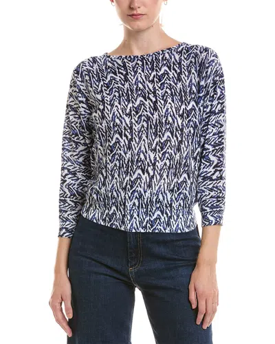 Nic And Zoe Nic & Zoe Indigo Crosshatch Sweater In Multi