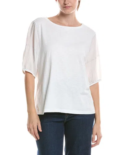 Nic And Zoe Nic & Zoe Linen Sleeve Cotton T-shirt In White