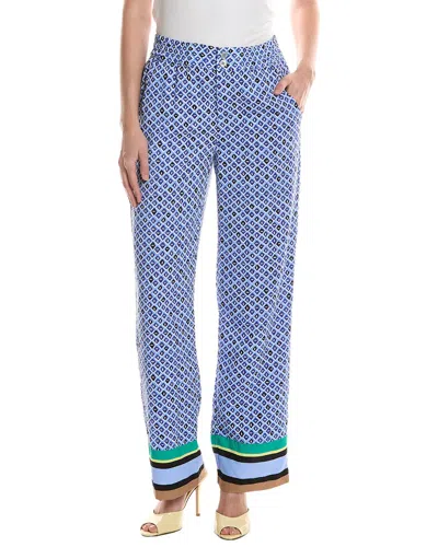 Nic And Zoe Nic & Zoe Mosaic Trimmed Lenox Wide Leg Pant In Blue