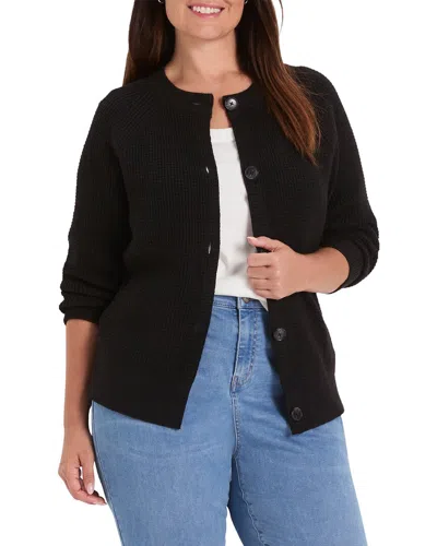 Nic And Zoe Nic+zoe Plus Waffle Cardigan In Black
