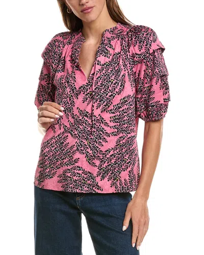 Nic And Zoe Nic & Zoe Petite Blush Of Spring Peasant Top In Pink