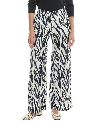 Nic And Zoe Nic & Zoe Petite Indigo Linen-blend Wide Leg Pant In Multi