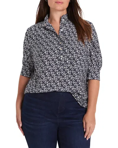 Nic And Zoe Nic & Zoe Plus Etched Hearts Shirt In Blue