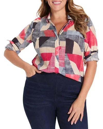Nic And Zoe Nic & Zoe Plus Set Sail Crinkle Shirt In Multi