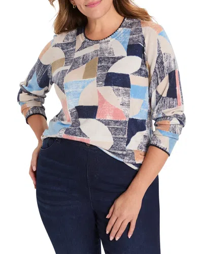 Nic And Zoe Nic & Zoe Plus Set Sail Sweater In Blue