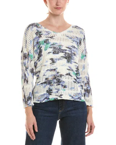 Nic And Zoe Nic & Zoe Ruffle Featherknit Cardigan In Multi