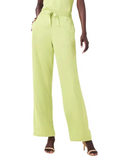 NIC + ZOE 30.5" CREPE WIDE LEG PANT IN GRASSHOPPER