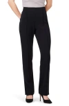 Nic + Zoe Nic+zoe Avenue Side-slit Straight-leg Pants In Black Onyx