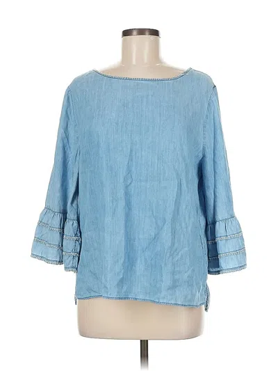 Pre-owned Nic + Zoe 3/4 Sleeve Blouse In Blue