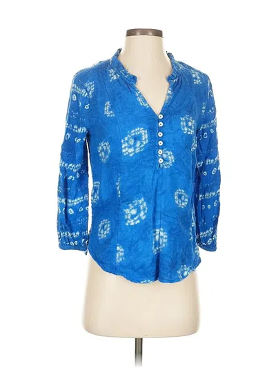 Pre-owned Nic + Zoe 3/4 Sleeve Blouse In Blue