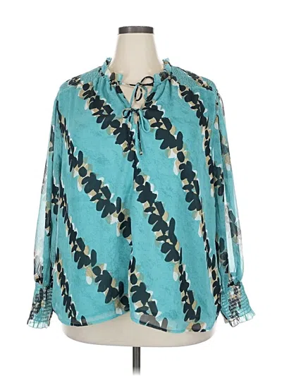 Pre-owned Nic + Zoe 3/4 Sleeve Blouse In Blue