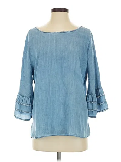 Pre-owned Nic + Zoe 3/4 Sleeve Blouse In Blue