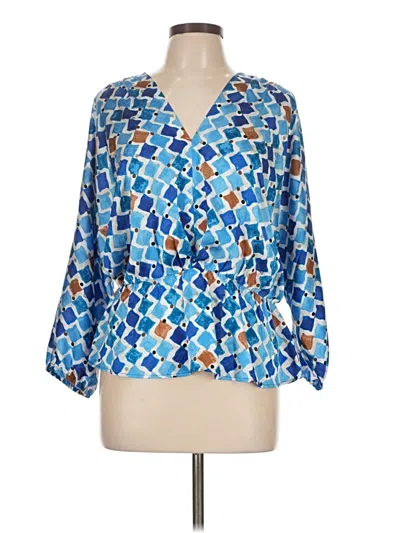 Pre-owned Nic + Zoe 3/4 Sleeve Blouse In Blue