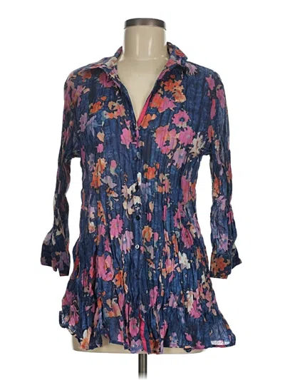 Pre-owned Nic + Zoe 3/4 Sleeve Blouse In Blue