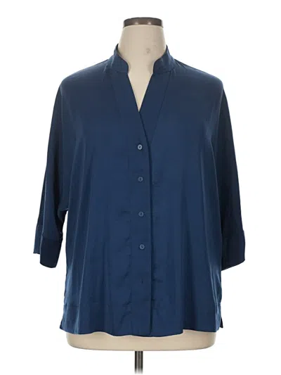 Pre-owned Nic + Zoe 3/4 Sleeve Blouse In Blue