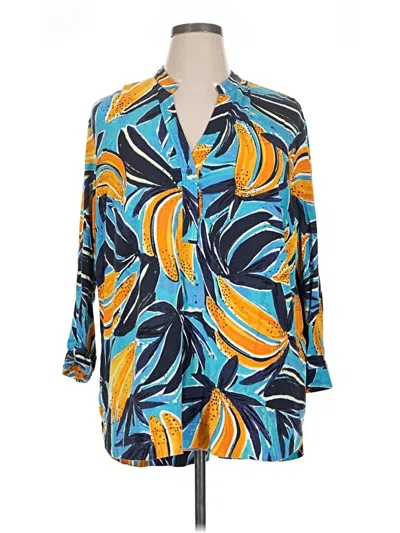 Pre-owned Nic + Zoe 3/4 Sleeve Blouse In Blue