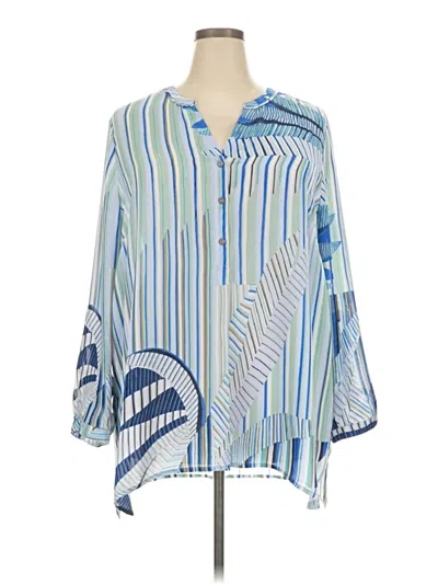 Pre-owned Nic + Zoe 3/4 Sleeve Blouse In Blue